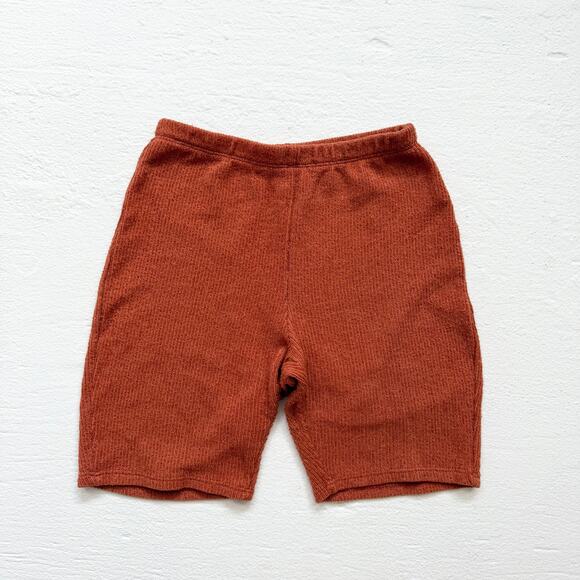 Y2K A Ellen Burnt Orange Rib Knit Biker Shorts, Size Small - Picture 1 of 6